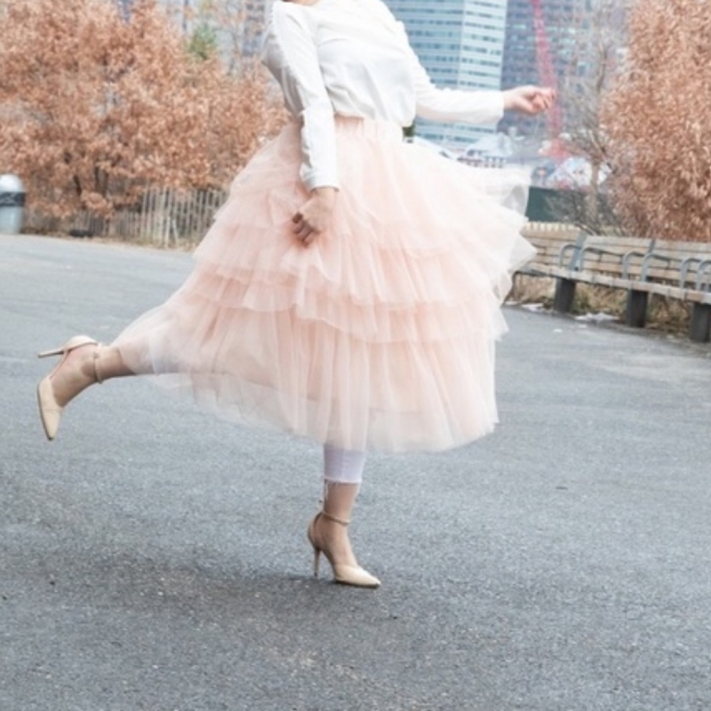 Chicwish Light Pink Tutu Mesh Skirt Tulle Netting Tiered Balletcore Feminine M/L - Picture 3 of 9